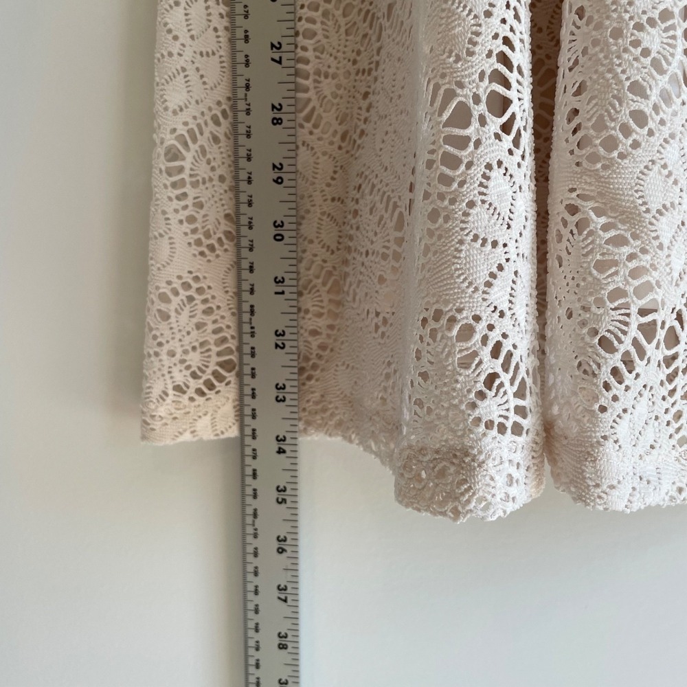 Cache Cache Cream Floral Lace V-Neck Empire Waist Flutter Sleeve Dress Size XS‎ - Picture 7 of 11